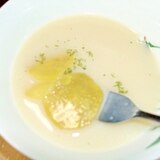 薄切りさつま芋の豆乳チーズスープ